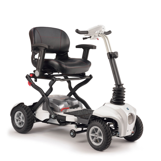 Showing the TGA Maximo Folding Mobility Scooter in its White colour