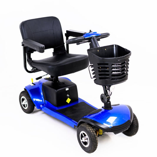 Showing Vantage Mobility Scooter Side on in the colour blue.